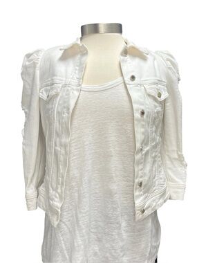 Retrofete Cropped Puff Sleeve Denim Jacket